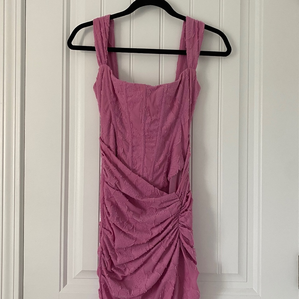 House of CB Dress Size Small Cesca Floral Ruched High-Low Corset Dress
